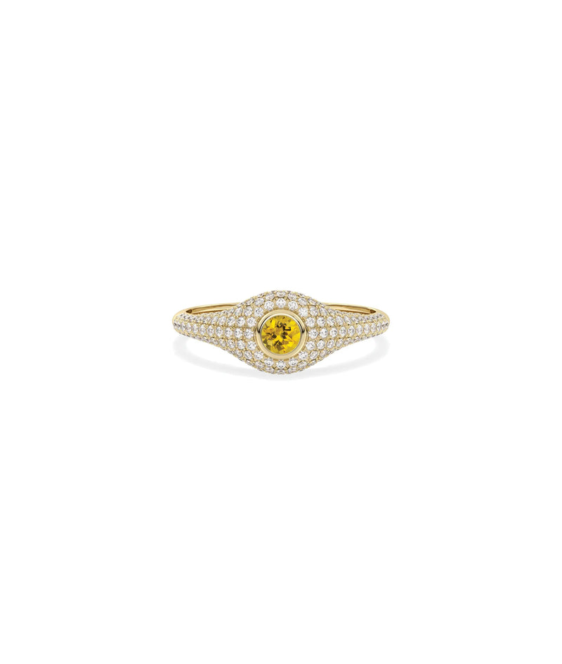 Birthstone Solitaire and Diamond Pave Band Ring - 79e | Everyday 14K Gold Jewelry