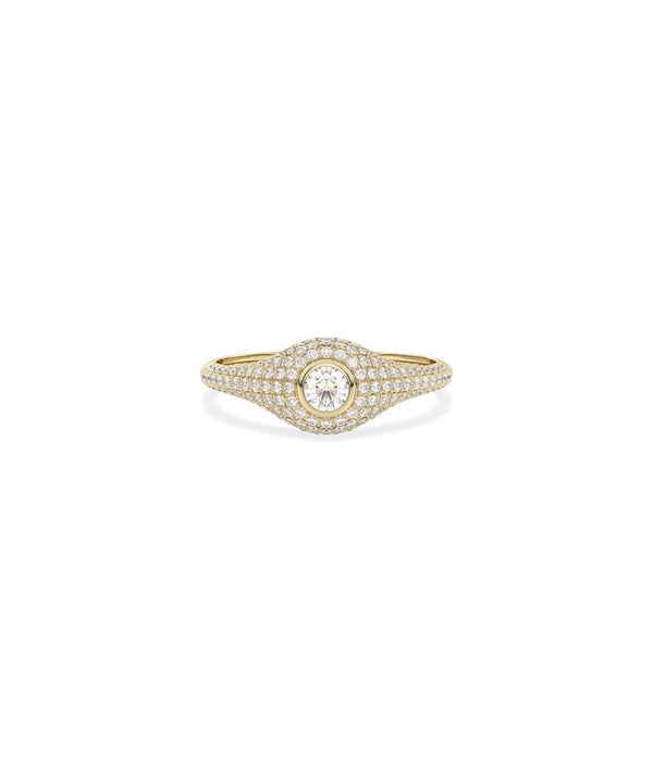 Birthstone Solitaire and Diamond Pave Band Ring - 79e | Everyday 14K Gold Jewelry