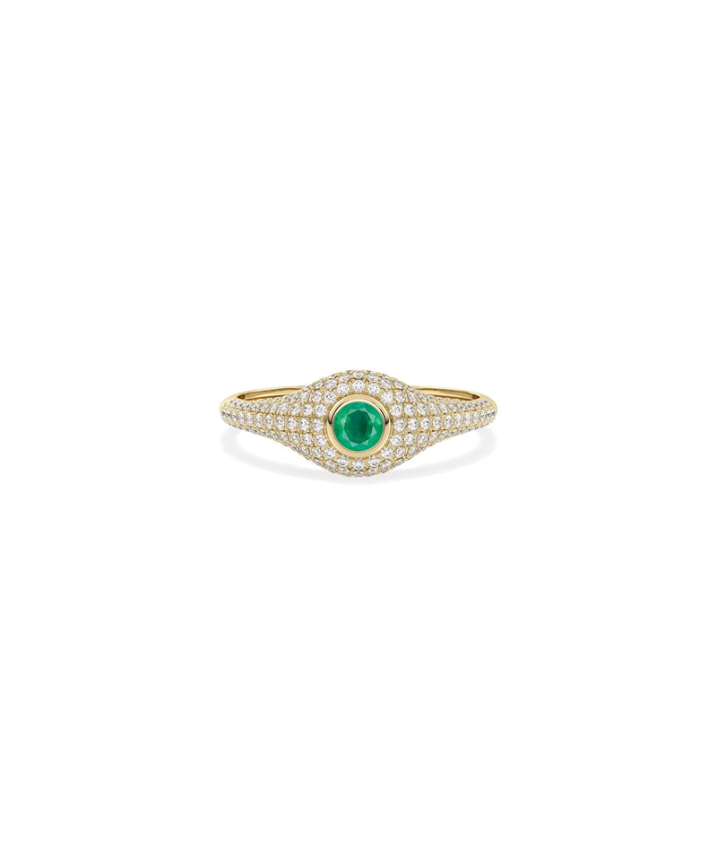 Birthstone Solitaire and Diamond Pave Band Ring - 79e | Everyday 14K Gold Jewelry