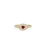 Birthstone Solitaire and Diamond Pave Band Ring - 79e | Everyday 14K Gold Jewelry