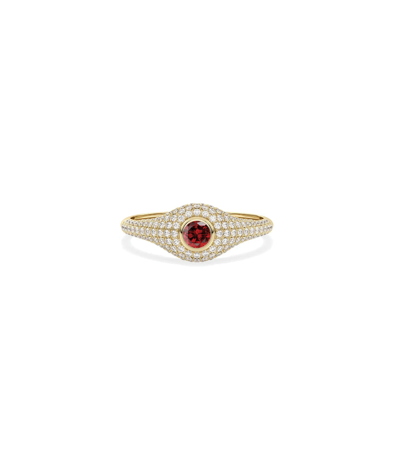 Birthstone Solitaire and Diamond Pave Band Ring - 79e | Everyday 14K Gold Jewelry