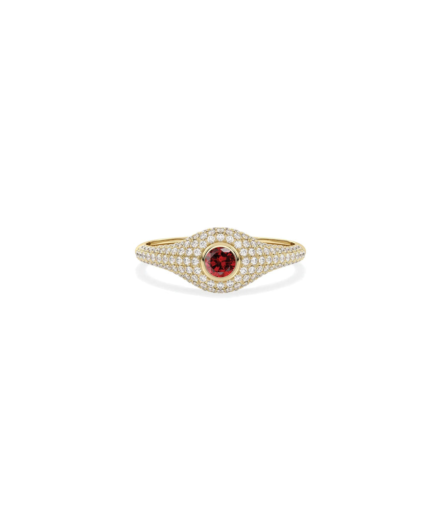 Birthstone Solitaire and Diamond Pave Band Ring - 79e | Everyday 14K Gold Jewelry
