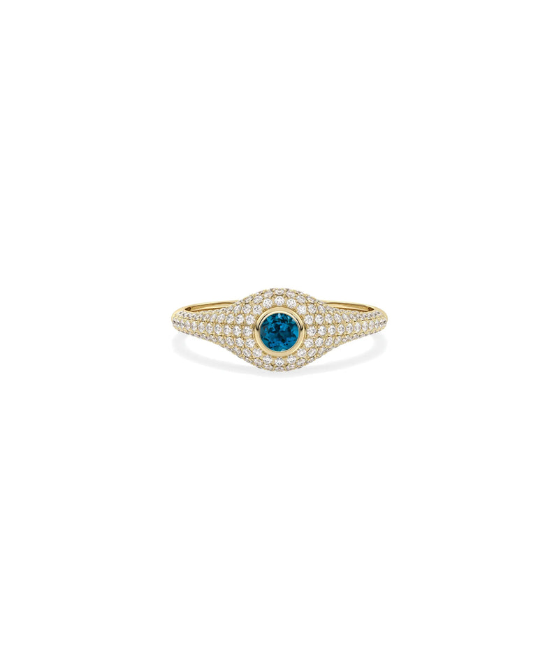Birthstone Solitaire and Diamond Pave Band Ring - 79e | Everyday 14K Gold Jewelry