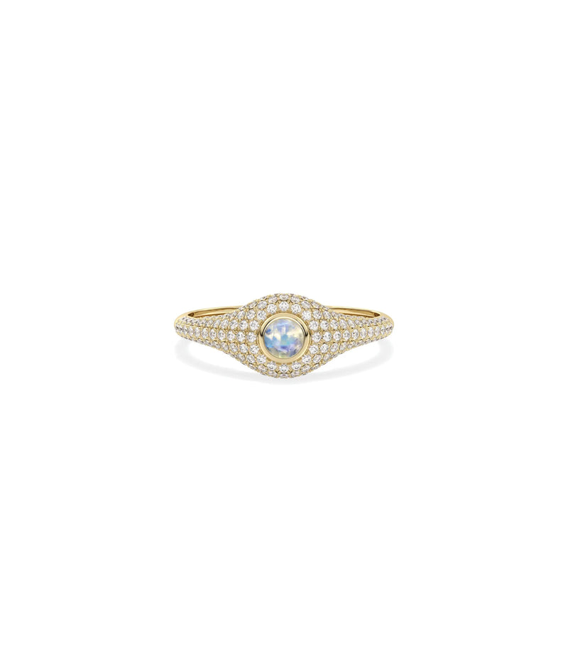 Birthstone Solitaire and Diamond Pave Band Ring - 79e | Everyday 14K Gold Jewelry