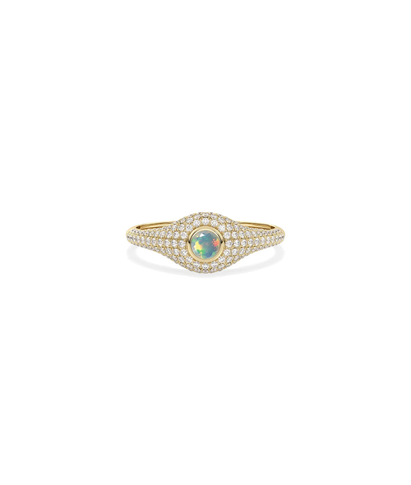Birthstone Solitaire and Diamond Pave Band Ring - 79e | Everyday 14K Gold Jewelry