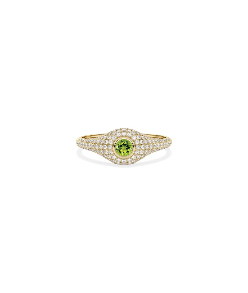 Birthstone Solitaire and Diamond Pave Band Ring - 79e | Everyday 14K Gold Jewelry
