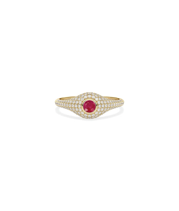 Birthstone Solitaire and Diamond Pave Band Ring - 79e | Everyday 14K Gold Jewelry alternate view