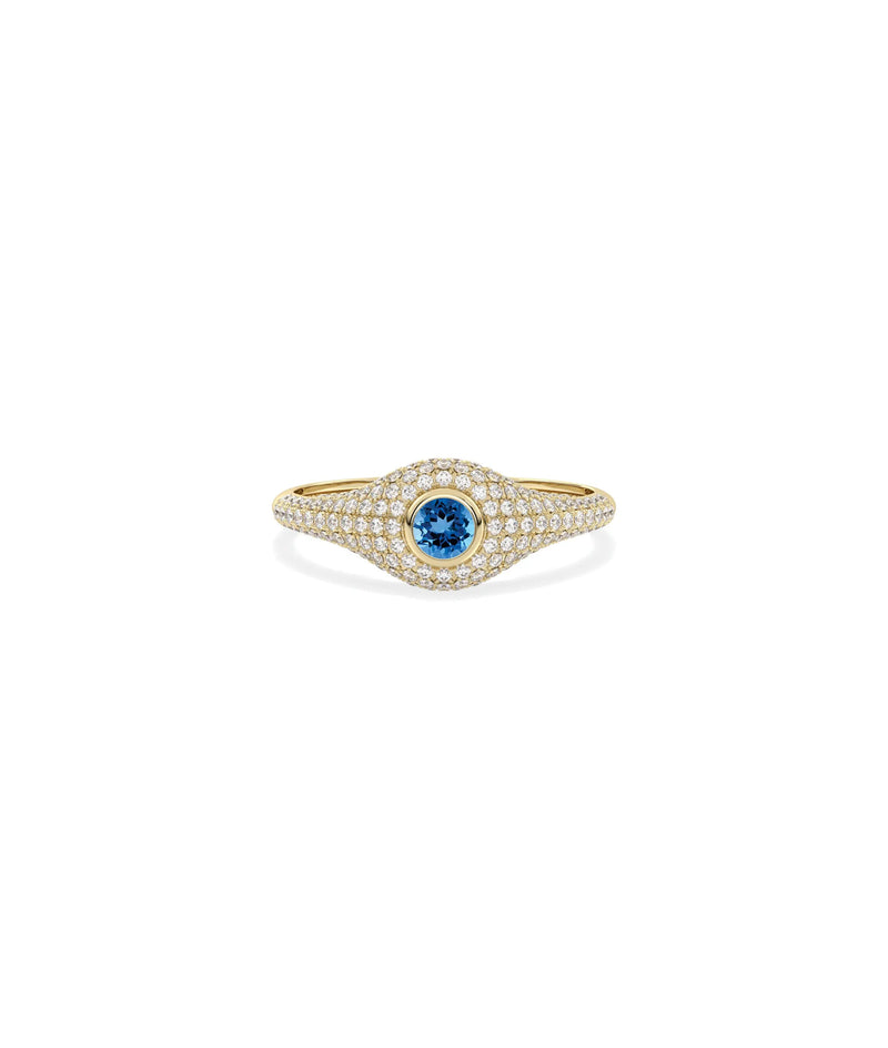 Birthstone Solitaire and Diamond Pave Band Ring - 79e | Everyday 14K Gold Jewelry