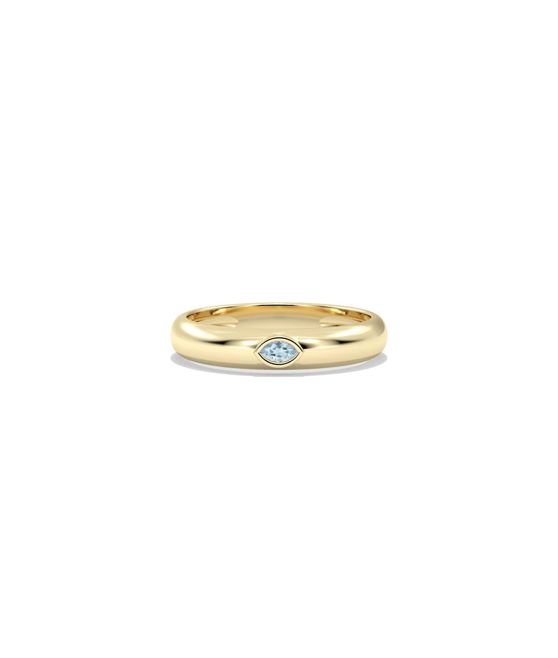 Birthstone Bezel Set Gold Band Ring - 79e | Everyday 14K Gold Jewelry