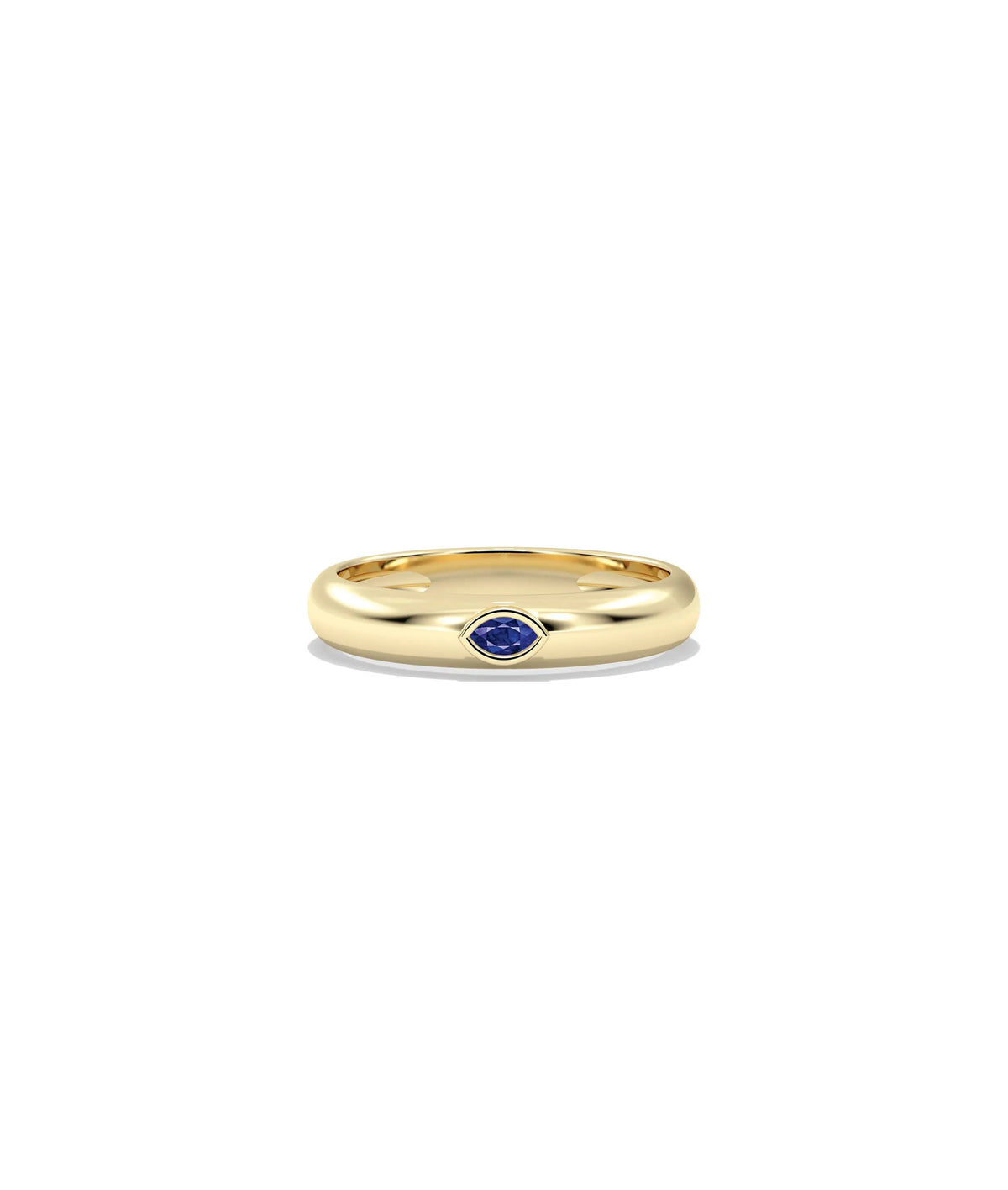 Birthstone Bezel Set Gold Band Ring - 79e | Everyday 14K Gold Jewelry