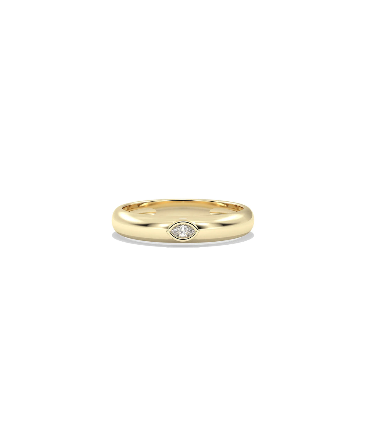 Birthstone Bezel Set Gold Band Ring - 79e | Everyday 14K Gold Jewelry
