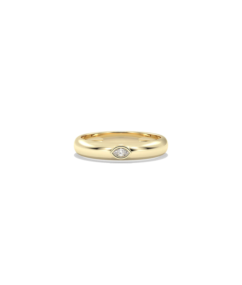 Birthstone Bezel Set Gold Band Ring - 79e | Everyday 14K Gold Jewelry