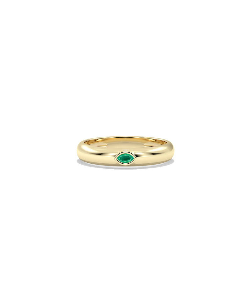 Birthstone Bezel Set Gold Band Ring - 79e | Everyday 14K Gold Jewelry