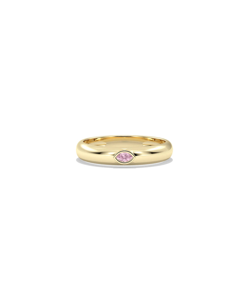 Birthstone Bezel Set Gold Band Ring - 79e | Everyday 14K Gold Jewelry