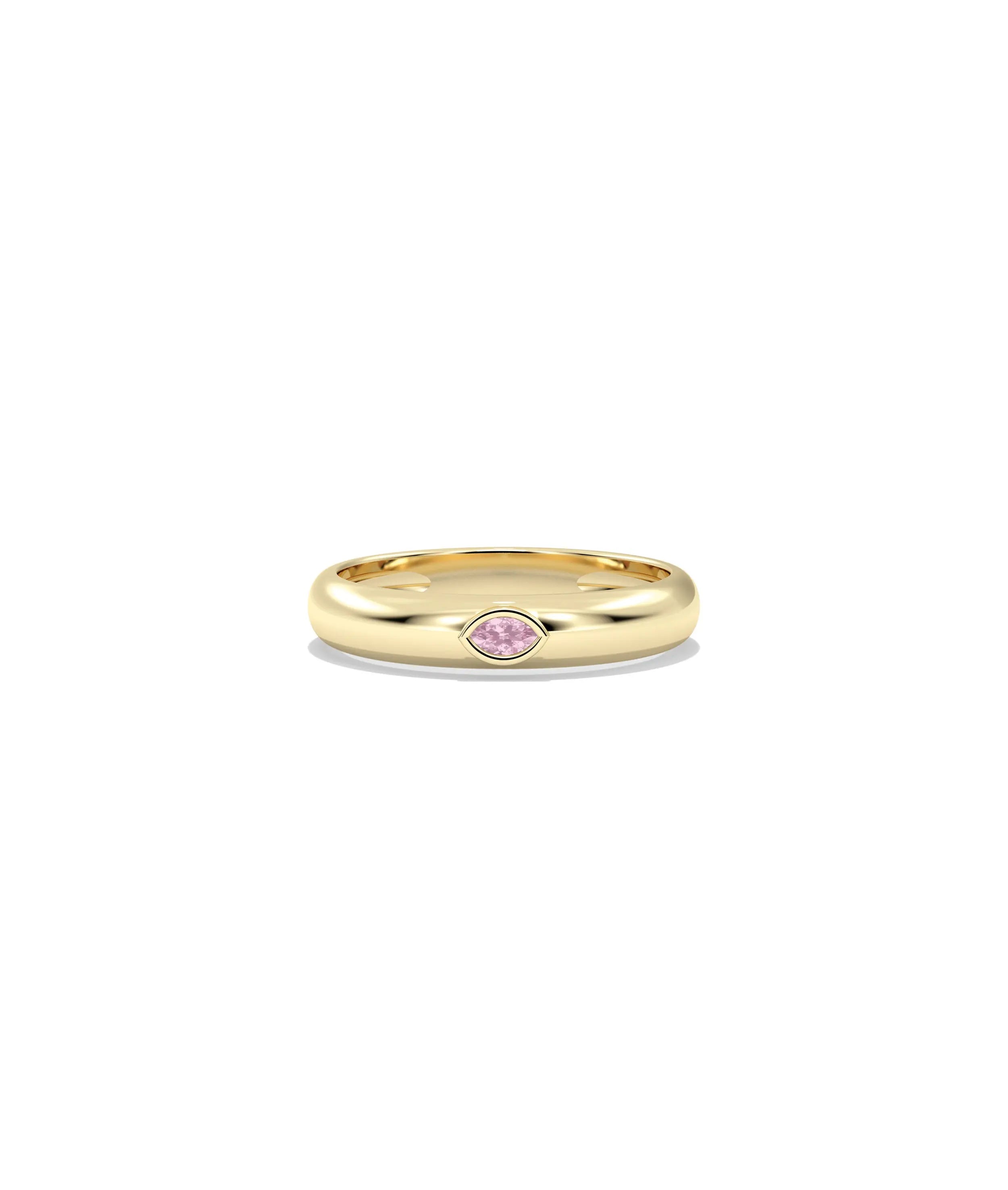 Birthstone Bezel Set Gold Band Ring - 79e | Everyday 14K Gold Jewelry