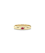 Birthstone Bezel Set Gold Band Ring - 79e | Everyday 14K Gold Jewelry