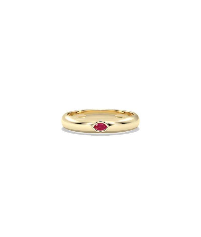 Birthstone Bezel Set Gold Band Ring - 79e | Everyday 14K Gold Jewelry