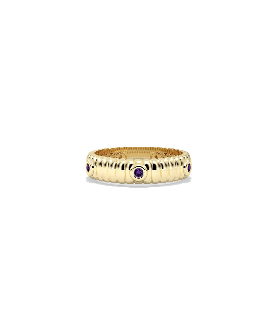 Birthstone Station Fluted Band Ring - 79e | Everyday 14K Gold Jewelry