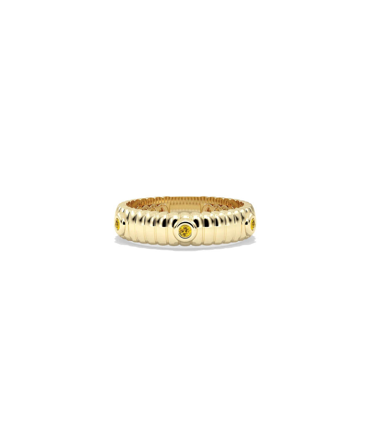 Birthstone Station Fluted Band Ring - 79e | Everyday 14K Gold Jewelry
