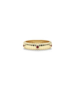 Birthstone Station Fluted Band Ring - 79e | Everyday 14K Gold Jewelry