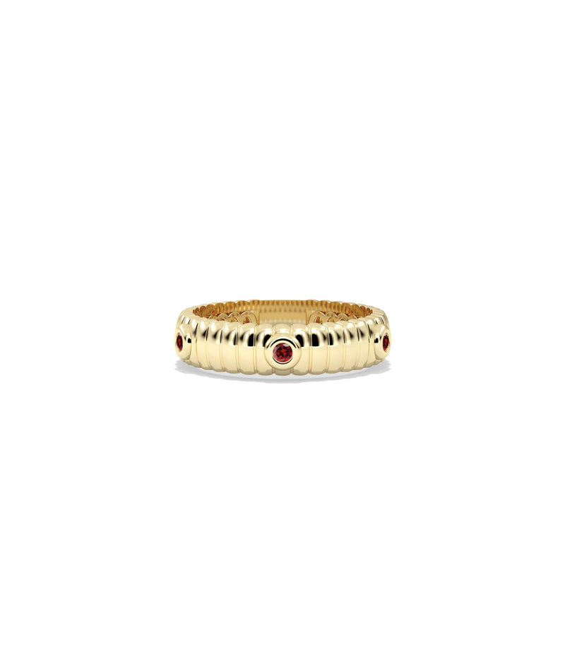 Birthstone Station Fluted Band Ring - 79e | Everyday 14K Gold Jewelry