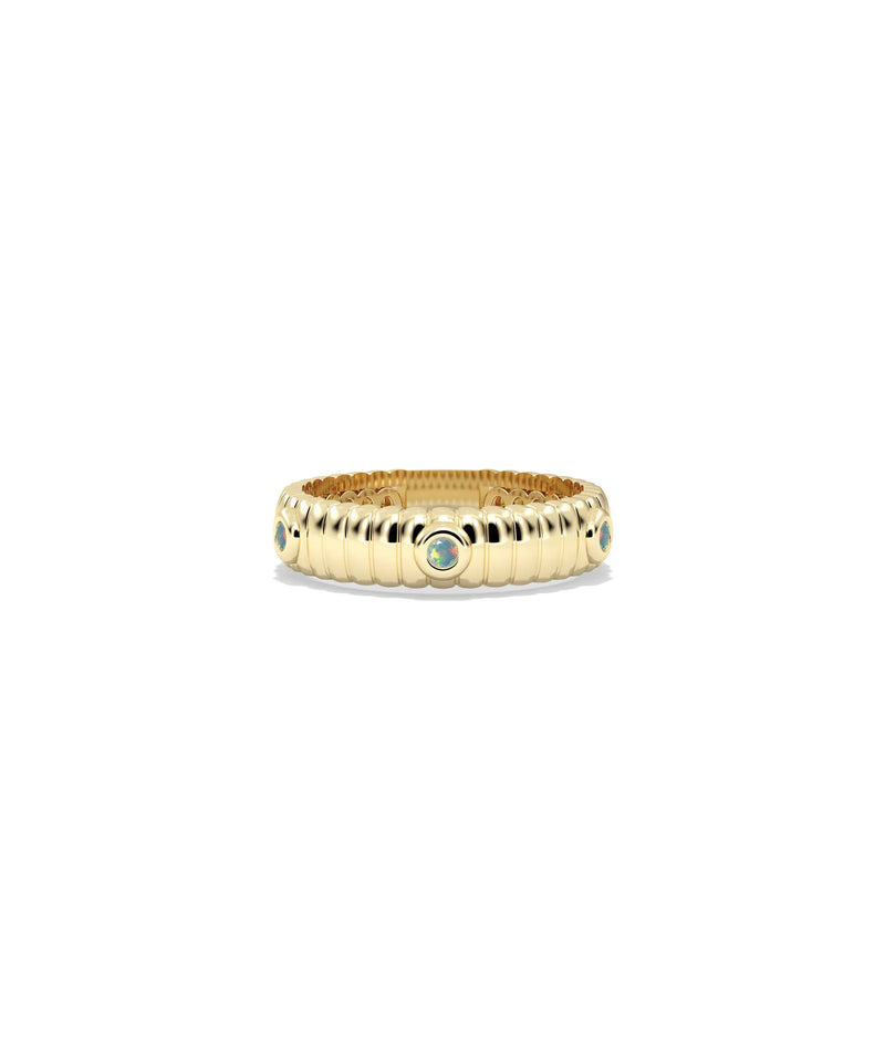 Birthstone Station Fluted Band Ring - 79e | Everyday 14K Gold Jewelry