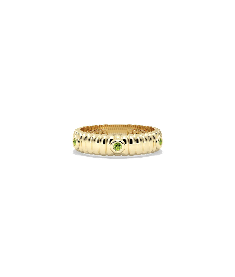 Birthstone Station Fluted Band Ring - 79e | Everyday 14K Gold Jewelry