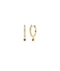 Diamond Hoop Earring with Birthstone Dangle