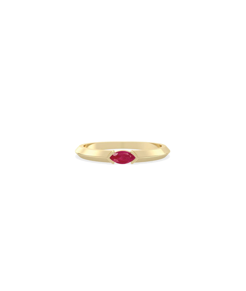 Birthstone Solitaire Band Ring - 79e | Everyday 14K Gold Jewelry