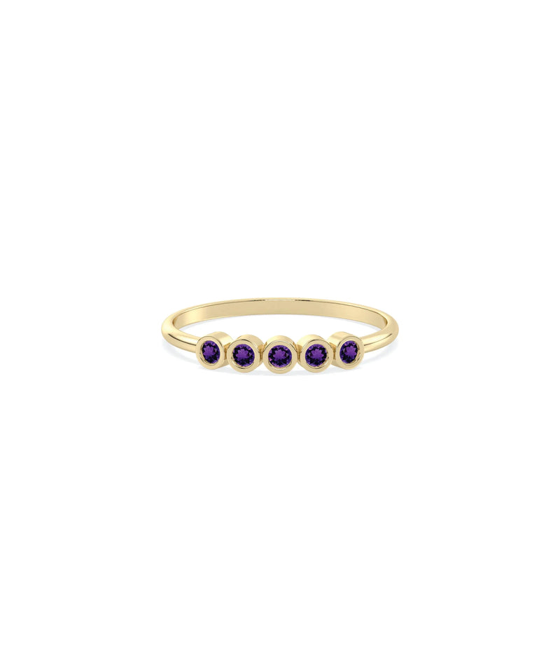 5 Stone Birthstone Bezel Set Ring - 79e | Everyday 14K Gold Jewelry