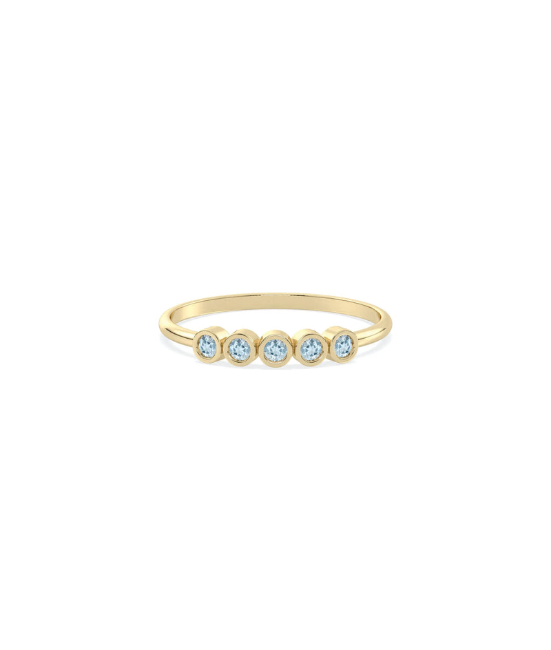 5 Stone Birthstone Bezel Set Ring - 79e | Everyday 14K Gold Jewelry