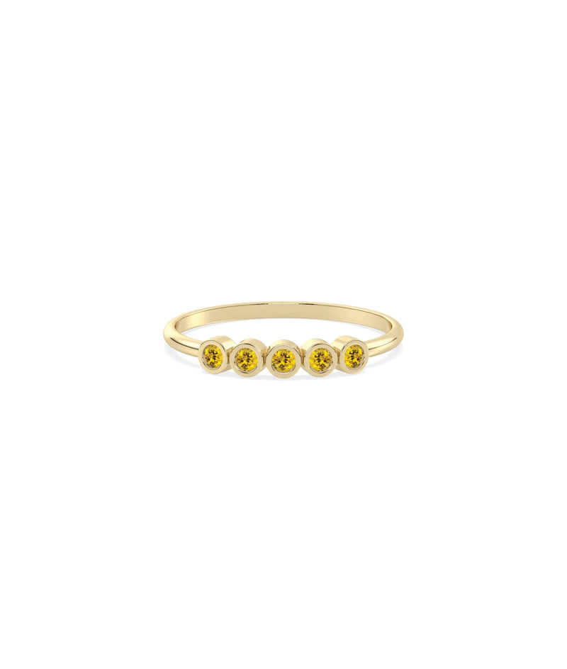 5 Stone Birthstone Bezel Set Ring - 79e | Everyday 14K Gold Jewelry