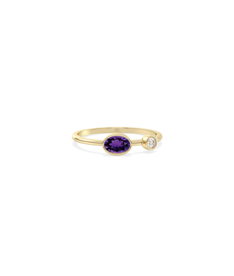 2 Stone Birthstone and Diamond Solitaire Ring - 79e | Everyday 14K Gold Jewelry