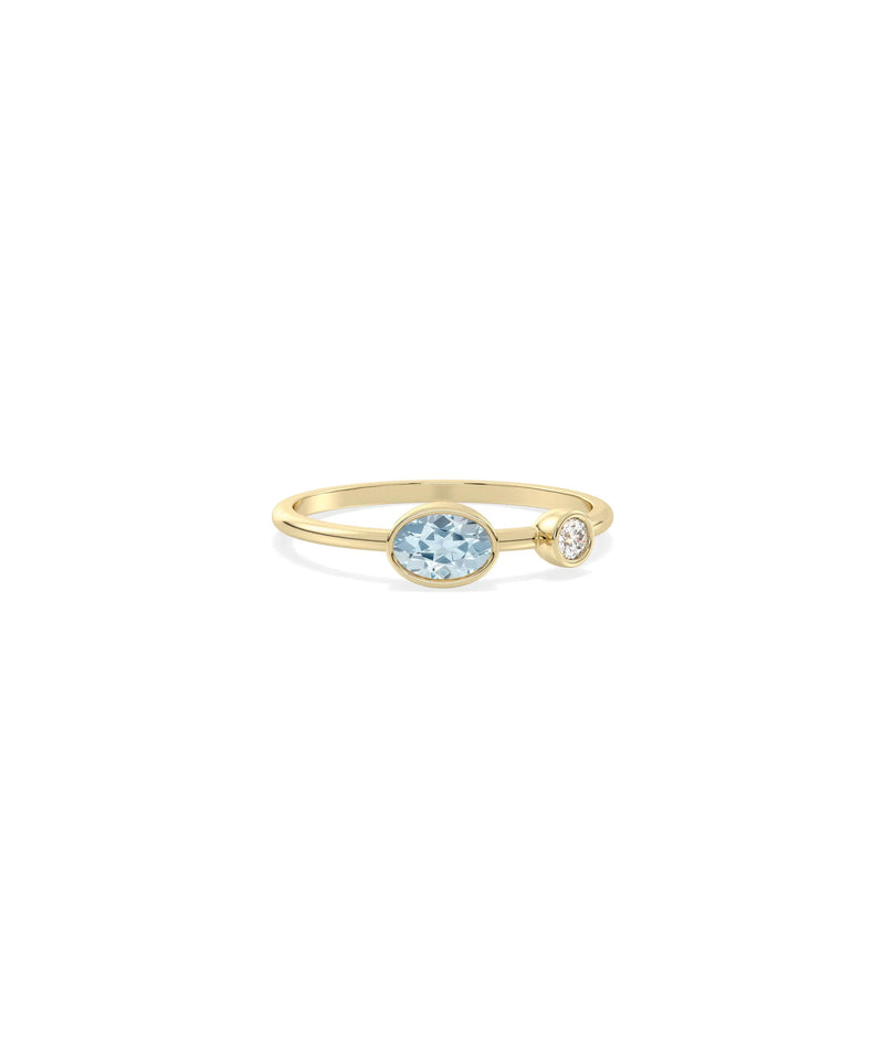 2 Stone Birthstone and Diamond Solitaire Ring - 79e | Everyday 14K Gold Jewelry