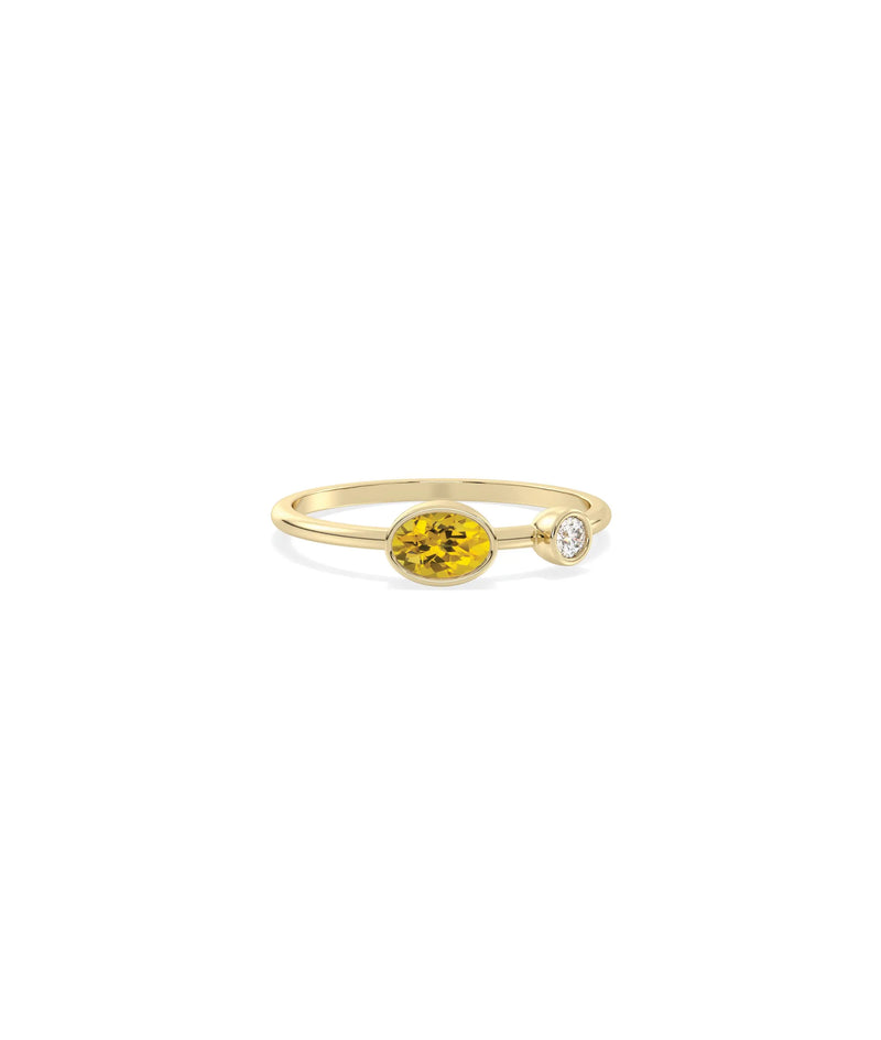 2 Stone Birthstone and Diamond Solitaire Ring - 79e | Everyday 14K Gold Jewelry