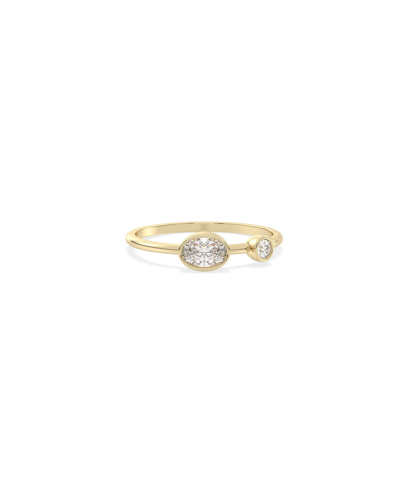 2 Stone Birthstone and Diamond Solitaire Ring - 79e | Everyday 14K Gold Jewelry