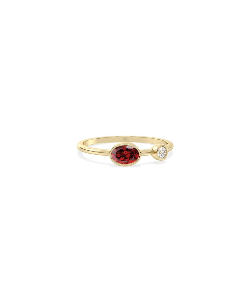 2 Stone Birthstone and Diamond Solitaire Ring - 79e | Everyday 14K Gold Jewelry