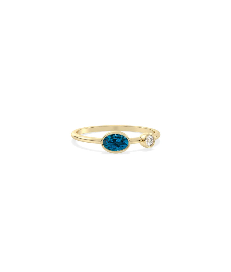 2 Stone Birthstone and Diamond Solitaire Ring - 79e | Everyday 14K Gold Jewelry