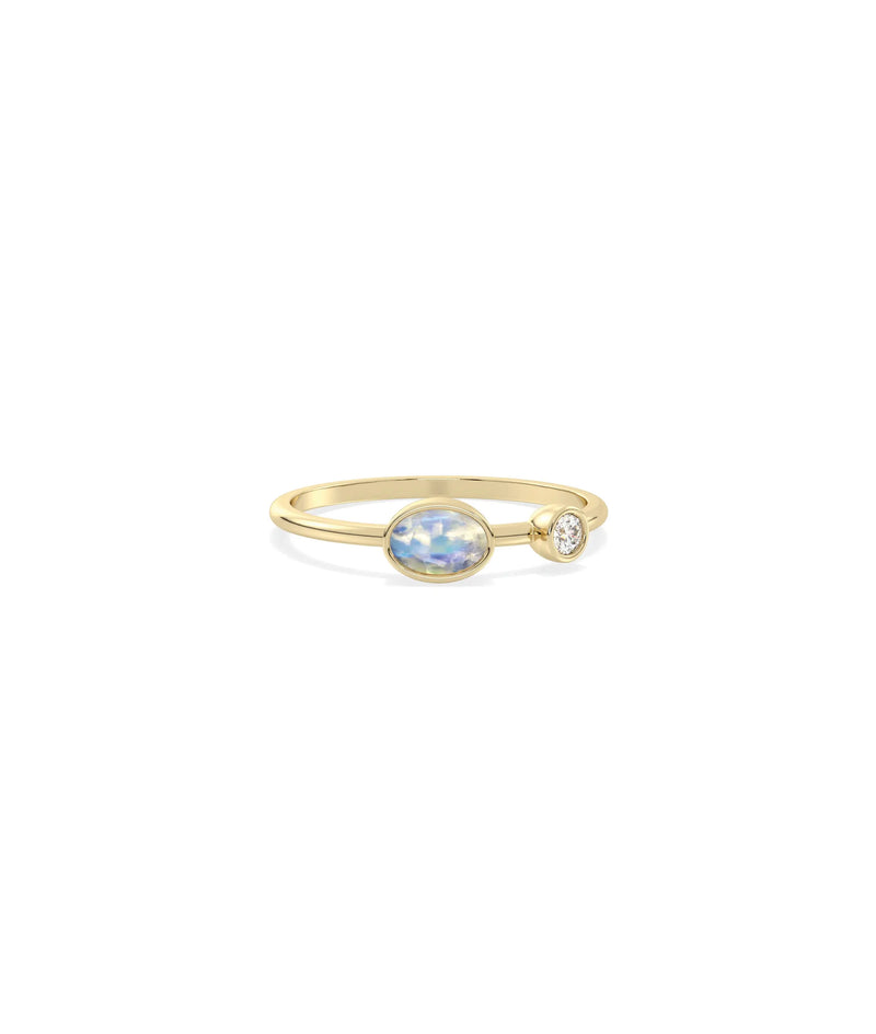 2 Stone Birthstone and Diamond Solitaire Ring - 79e | Everyday 14K Gold Jewelry