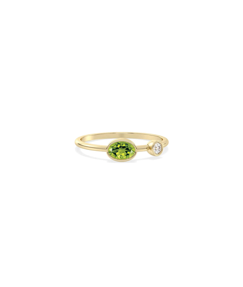 2 Stone Birthstone and Diamond Solitaire Ring - 79e | Everyday 14K Gold Jewelry