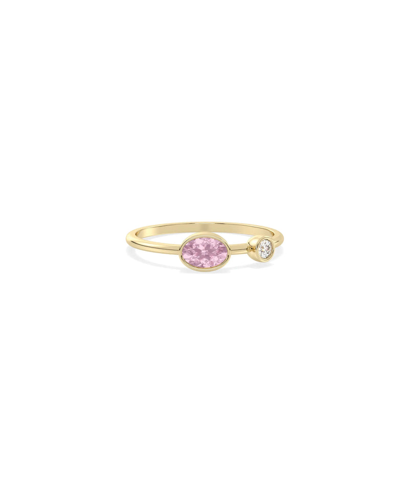 2 Stone Birthstone and Diamond Solitaire Ring - 79e | Everyday 14K Gold Jewelry