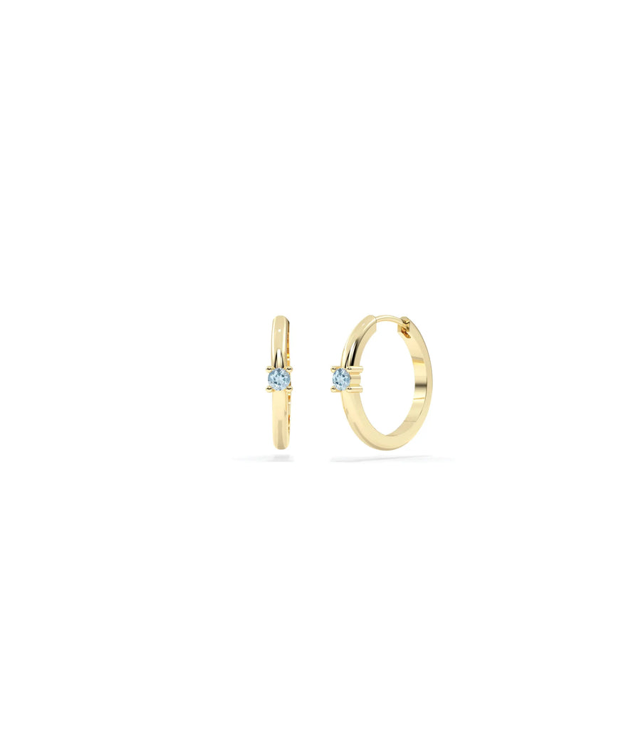 Birthstone Solitaire Hoop Earring - 79e | Everyday 14K Gold Jewelry