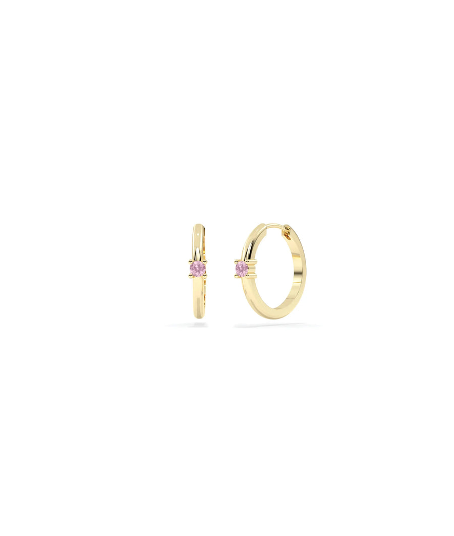 Birthstone Solitaire Hoop Earring - 79e | Everyday 14K Gold Jewelry