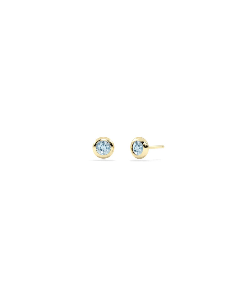 Birthstone Solitaire Bezel Set Stud Earring - 79e | Everyday 14K Gold Jewelry