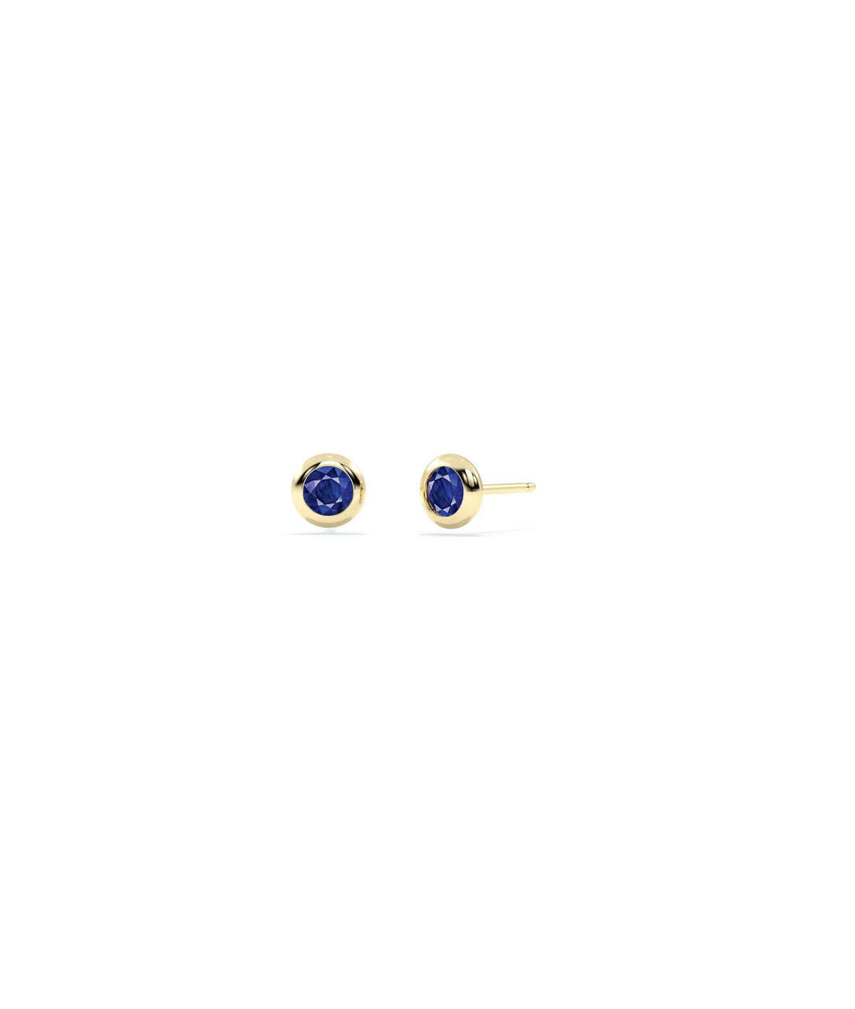 Birthstone Solitaire Bezel Set Stud Earring - 79e | Everyday 14K Gold Jewelry