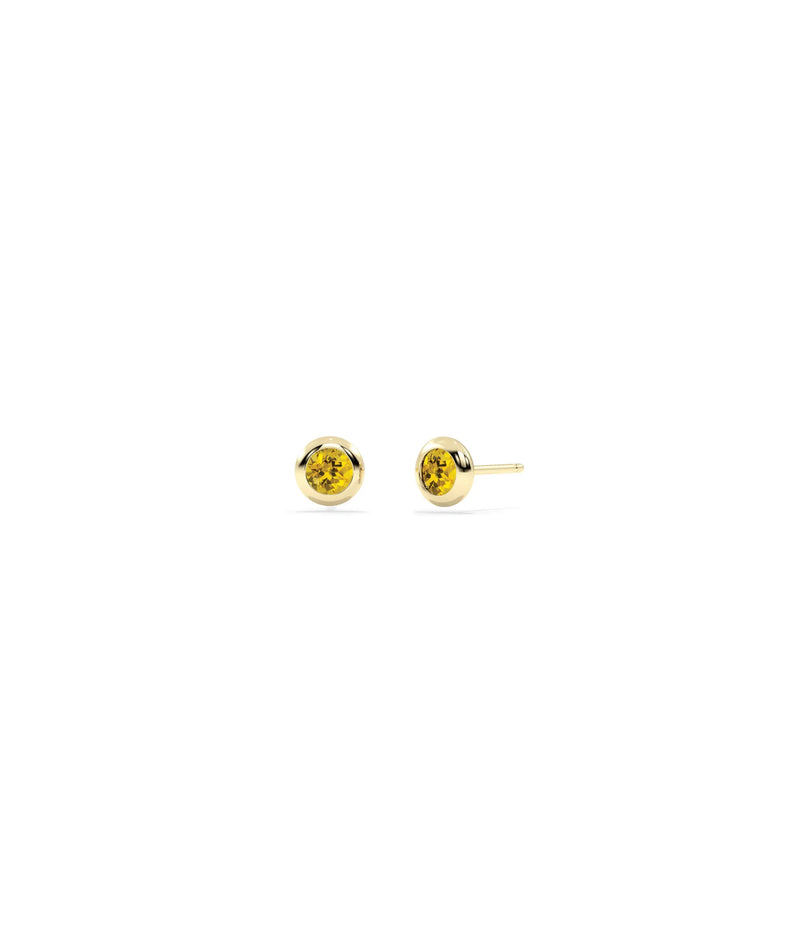 Birthstone Solitaire Bezel Set Stud Earring - 79e | Everyday 14K Gold Jewelry