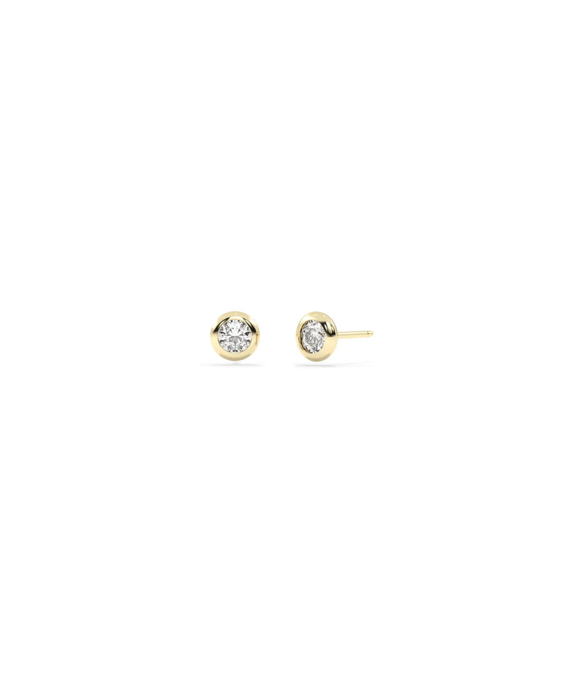 Birthstone Solitaire Bezel Set Stud Earring - 79e | Everyday 14K Gold Jewelry