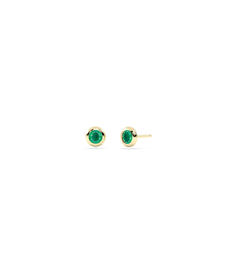 Birthstone Solitaire Bezel Set Stud Earring - 79e | Everyday 14K Gold Jewelry
