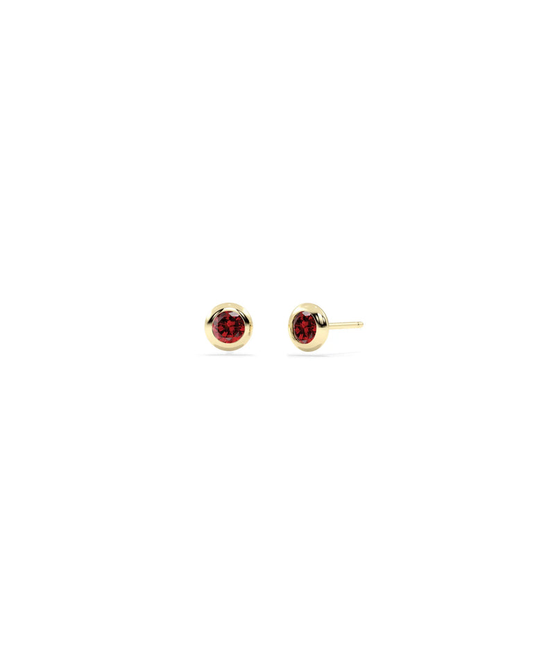 Birthstone Solitaire Bezel Set Stud Earring - 79e | Everyday 14K Gold Jewelry