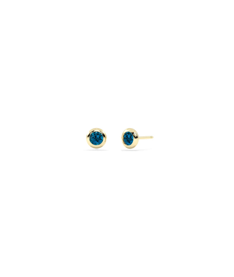 Birthstone Solitaire Bezel Set Stud Earring - 79e | Everyday 14K Gold Jewelry